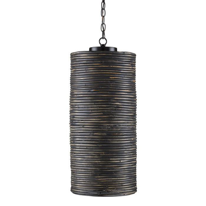 Currey and Company 9000-0917 One Light Pendant, Satin Black/Graywash