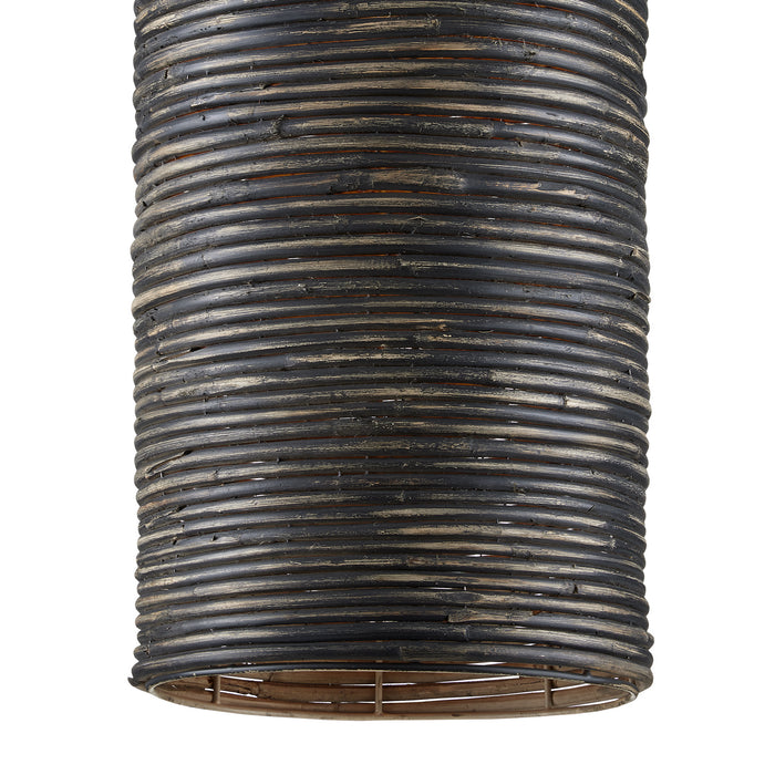 Currey and Company 9000-0917 One Light Pendant, Satin Black/Graywash