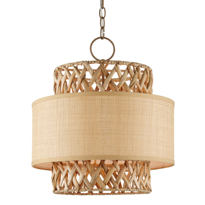 Currey and Company 9000-0926 Four Light Pendant, Khaki/Natural
