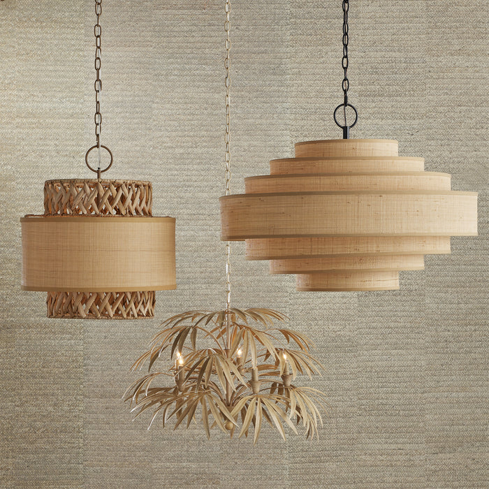 Currey and Company 9000-0926 Four Light Pendant, Khaki/Natural