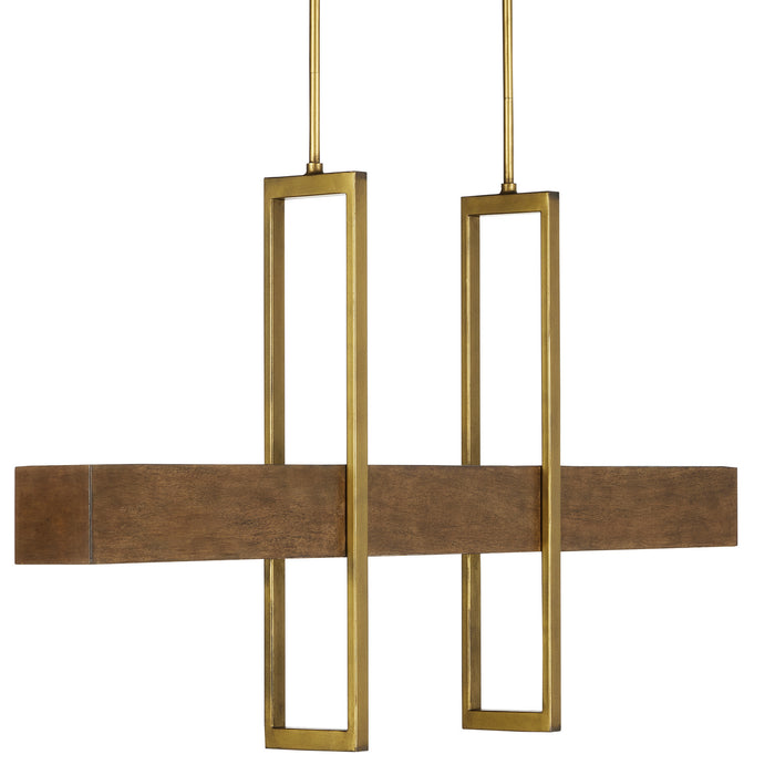 Currey and Company 9000-0929 LED Linear Chandelier, Chestnut/Brass