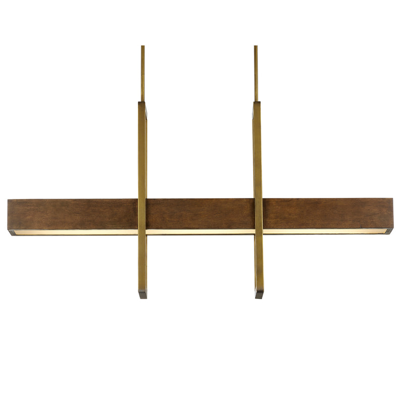 Currey and Company 9000-0929 LED Linear Chandelier, Chestnut/Brass