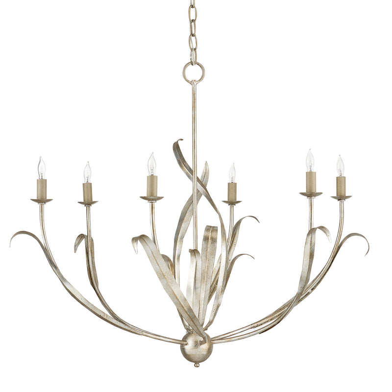 Currey and Company 9000-0931 Six Light Chandelier, Silver Granello