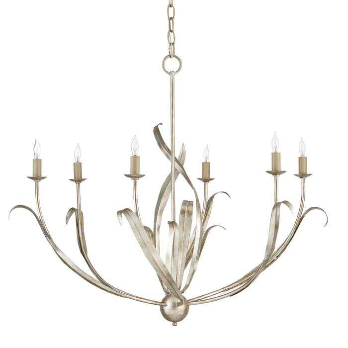 Currey and Company 9000-0931 Six Light Chandelier, Silver Granello