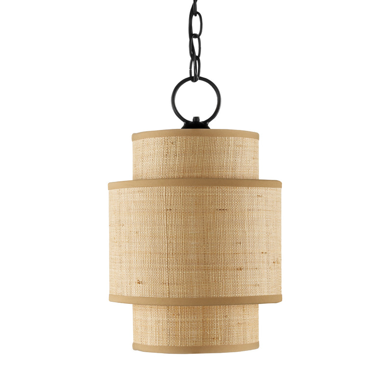 Currey and Company 9000-0944 One Light Pendant, Natural/Satin Black