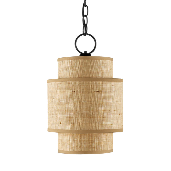 Currey and Company 9000-0944 One Light Pendant, Natural/Satin Black