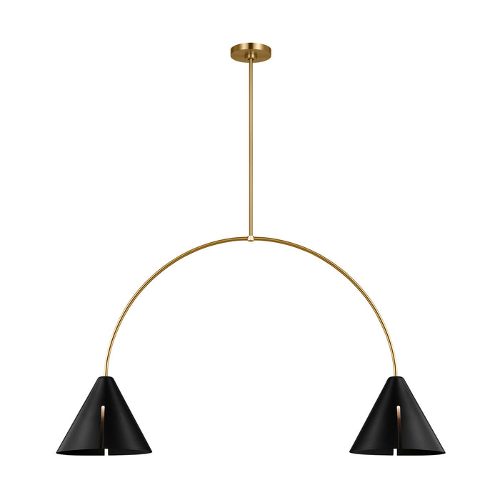Visual Comfort Studio KC1102MBKBBS-L1 LED Linear Chandelier, Midnight Black and Burnished Brass