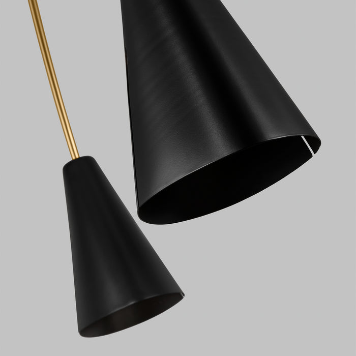 Visual Comfort Studio KC1102MBKBBS-L1 LED Linear Chandelier, Midnight Black and Burnished Brass