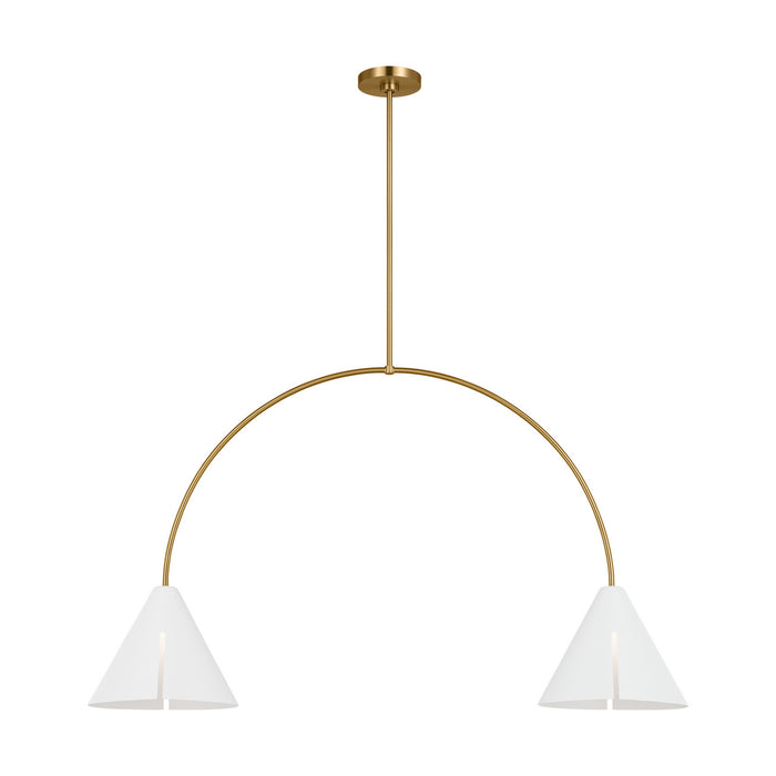 Visual Comfort Studio KC1102MWTBBS-L1 LED Linear Chandelier, Matte White and Burnished Brass