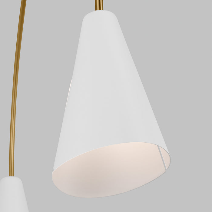 Visual Comfort Studio KC1102MWTBBS-L1 LED Linear Chandelier, Matte White and Burnished Brass