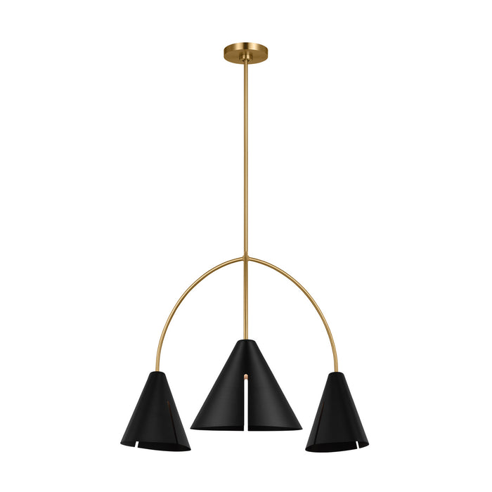 Visual Comfort Studio KC1113MBKBBS-L1 LED Chandelier, Midnight Black and Burnished Brass