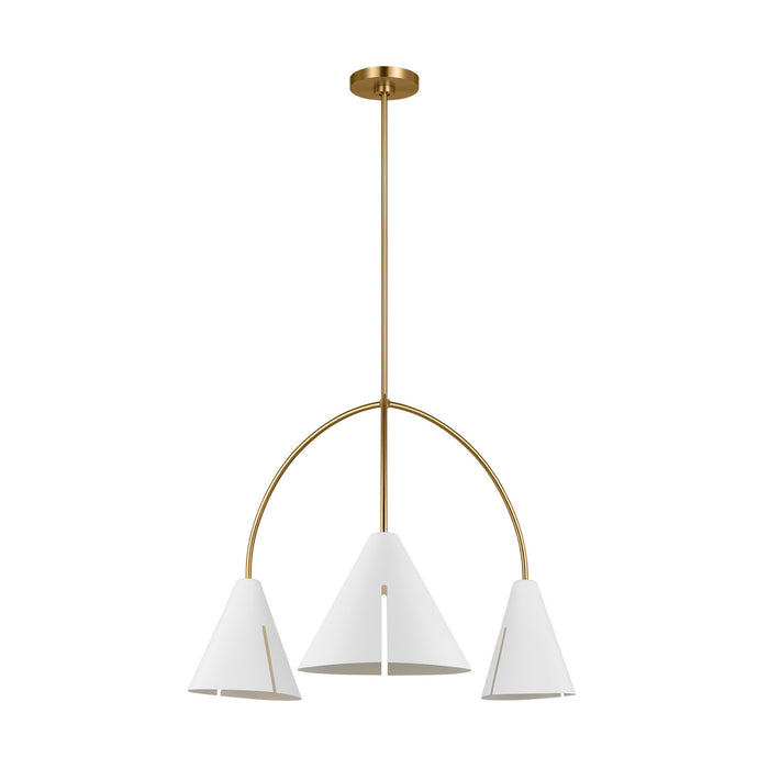 Visual Comfort Studio KC1113MWTBBS-L1 LED Chandelier, Matte White and Burnished Brass
