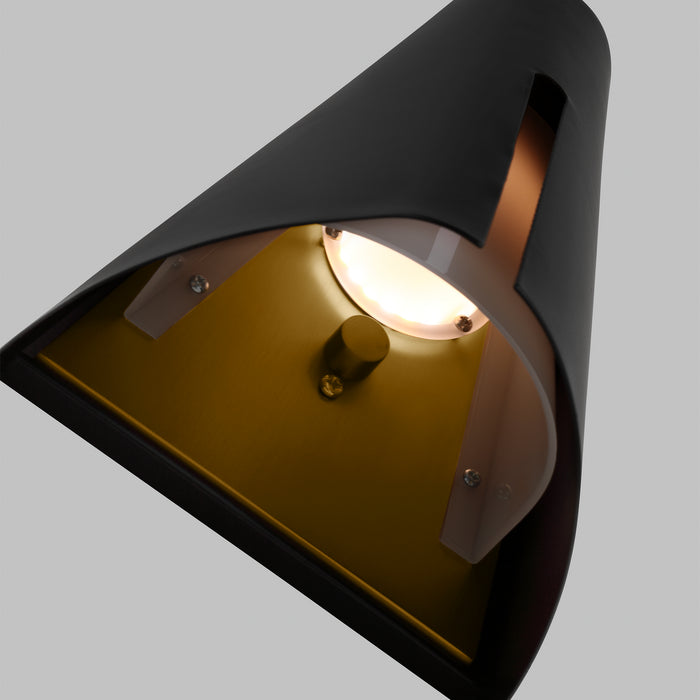Visual Comfort Studio KW1141MBKBBS-L1 LED Wall Sconce, Midnight Black and Burnished Brass