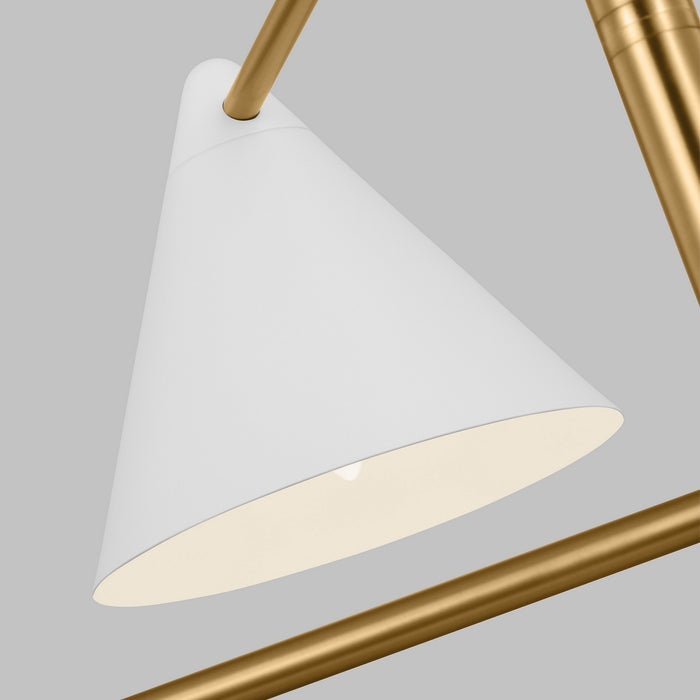 Visual Comfort Studio AEC1104MWTBBS Four Light Chandelier, Matte White and Burnished Brass