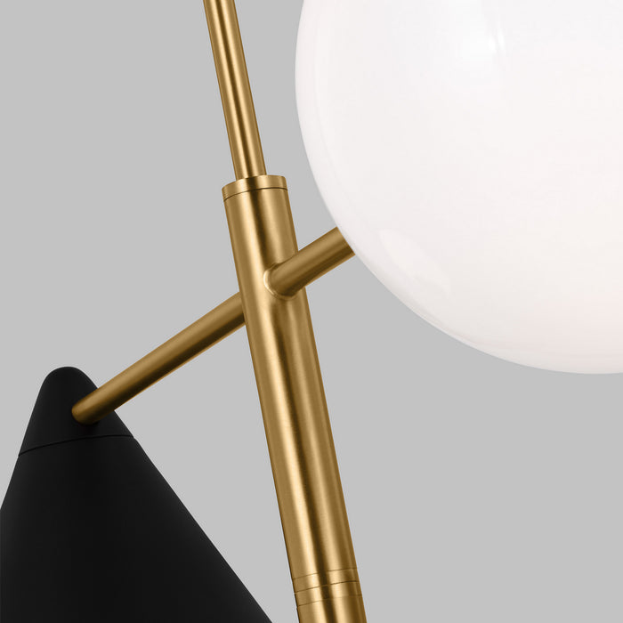 Visual Comfort Studio AEC1114MBKBBS Four Light Chandelier, Midnight Black and Burnished Brass