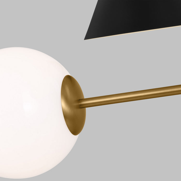 Visual Comfort Studio AEC1114MBKBBS Four Light Chandelier, Midnight Black and Burnished Brass