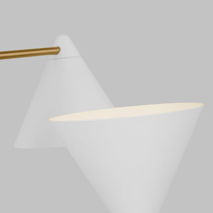 Visual Comfort Studio AEC1114MWTBBS Four Light Chandelier, Matte White and Burnished Brass