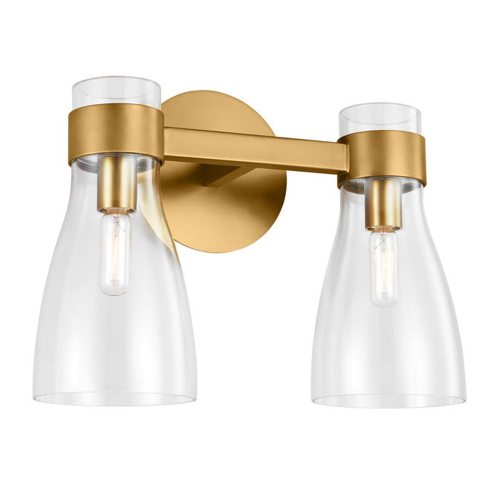 Visual Comfort Studio AEV1002BBS Two Light Bath Fixture, Burnished Brass