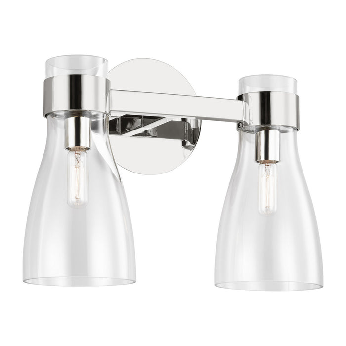 Visual Comfort Studio AEV1002PN Two Light Bath Fixture, Polished Nickel
