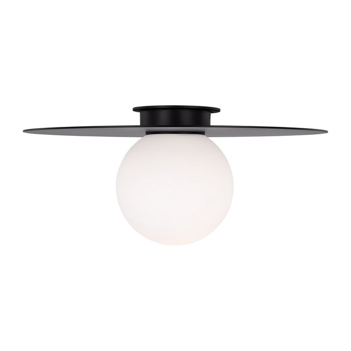 Visual Comfort Studio KF1101MBK One Light Flush Mount, Midnight Black