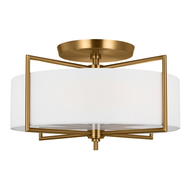 Visual Comfort Studio CF1113BBS Three Light Semi-Flush Mount, Burnished Brass