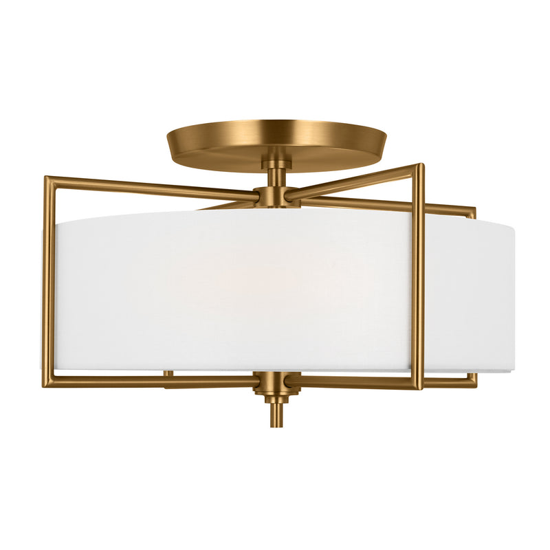 Visual Comfort Studio CF1113BBS Three Light Semi-Flush Mount, Burnished Brass