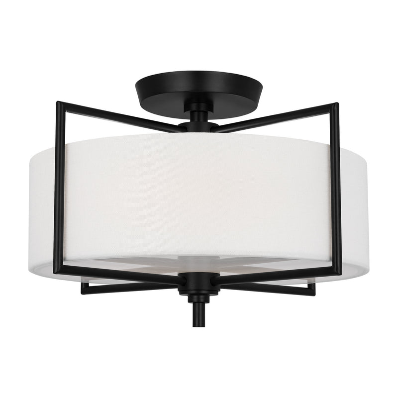 Visual Comfort Studio CF1122AI Two Light Semi-Flush Mount, Aged Iron