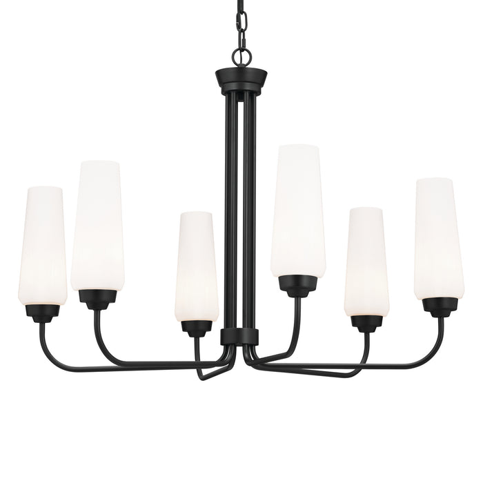 Kichler 52480BK Six Light Chandelier, Black