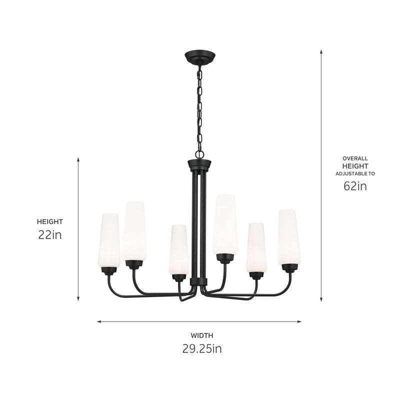 Kichler 52480BK Six Light Chandelier, Black
