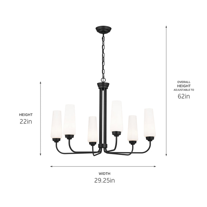 Kichler 52480BK Six Light Chandelier, Black