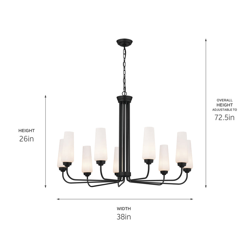 Kichler 52481BK Nine Light Chandelier, Black