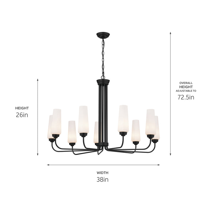 Kichler 52481BK Nine Light Chandelier, Black