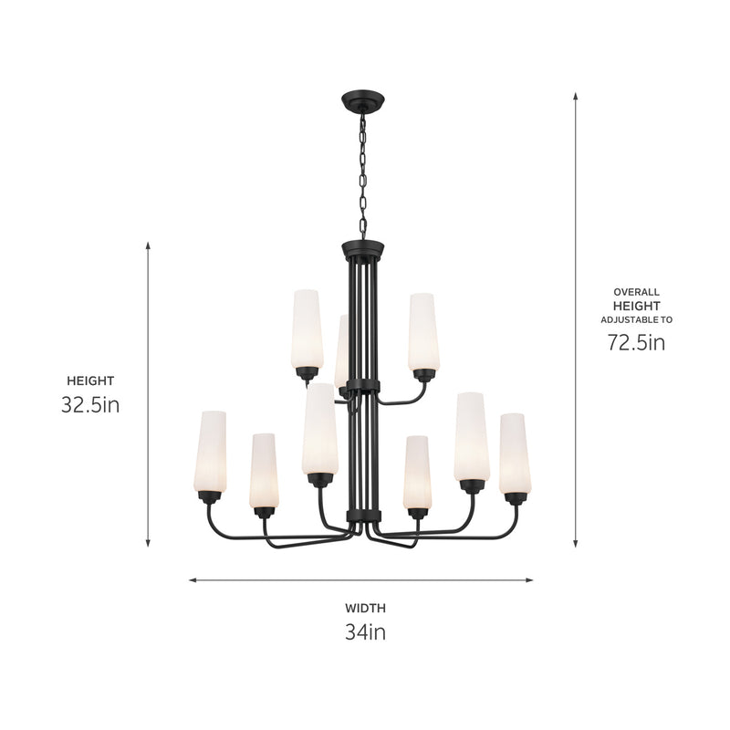Kichler 52482BK Nine Light Chandelier, Black