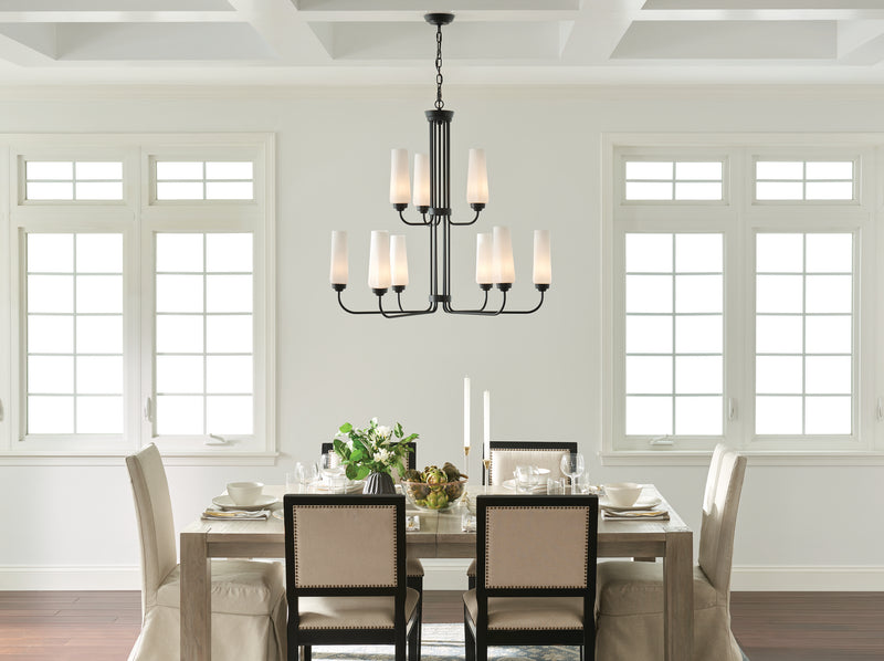 Kichler 52482BK Nine Light Chandelier, Black