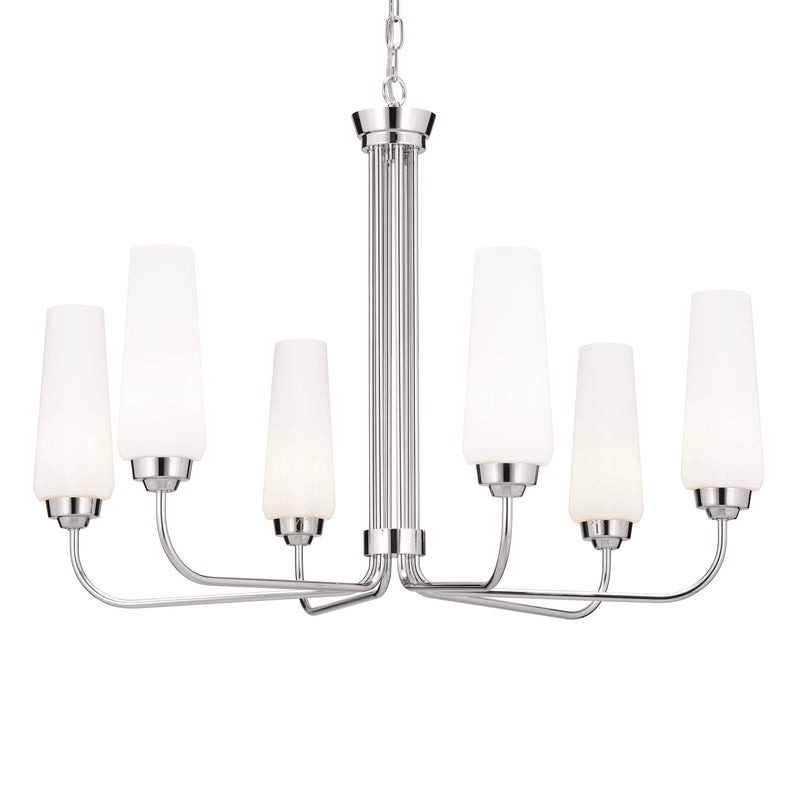 Kichler 52480PN Six Light Chandelier, Polished Nickel