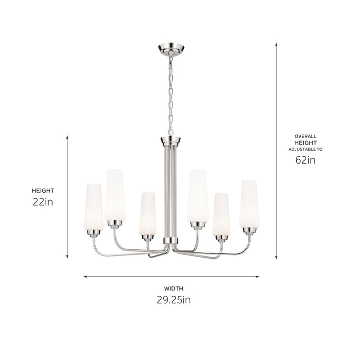 Kichler 52480PN Six Light Chandelier, Polished Nickel