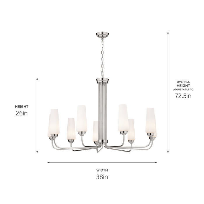 Kichler 52481PN Nine Light Chandelier, Polished Nickel