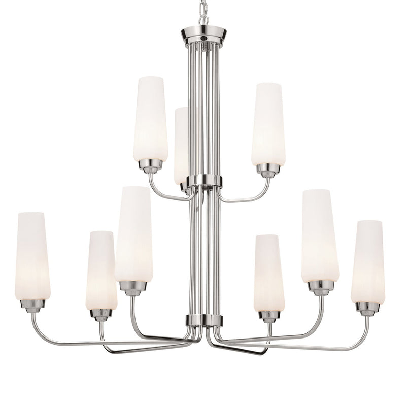 Kichler 52482PN Nine Light Chandelier, Polished Nickel (Open Box - Final Sale)