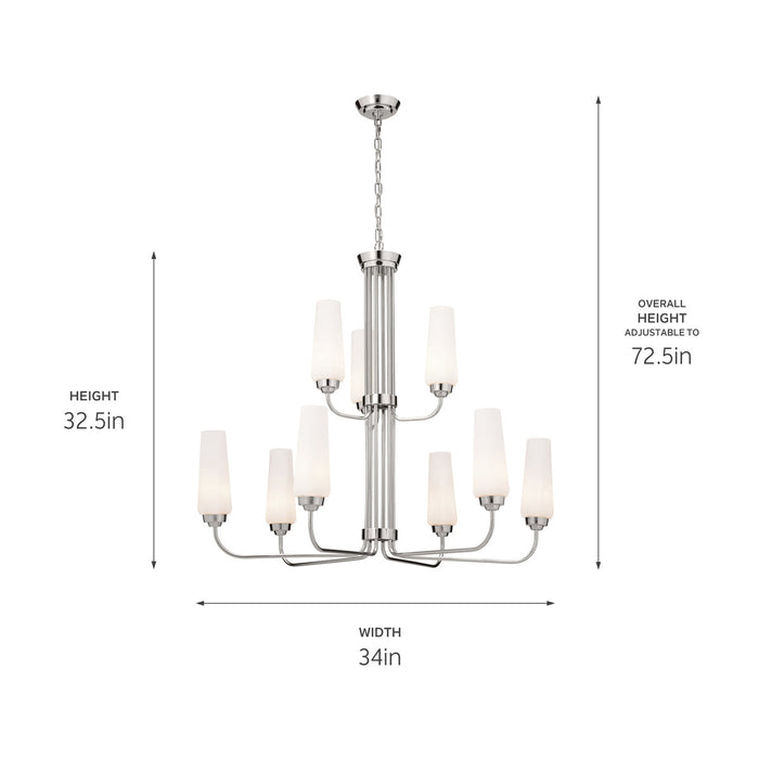 Kichler 52482PN Nine Light Chandelier, Polished Nickel (Open Box - Final Sale)