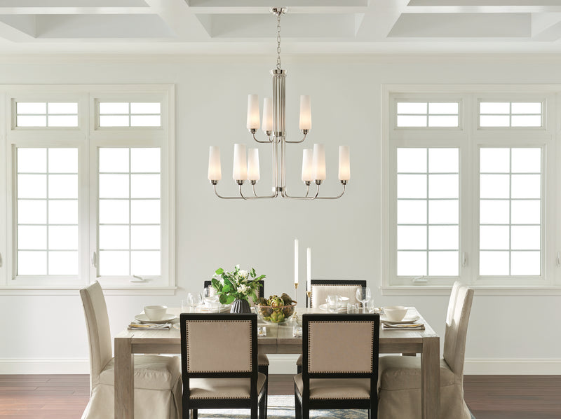 Kichler 52482PN Nine Light Chandelier, Polished Nickel