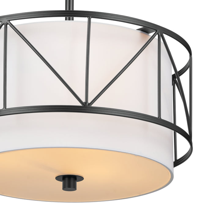 Kichler 52074BK Three Light Pendant/Semi Flush, Black
