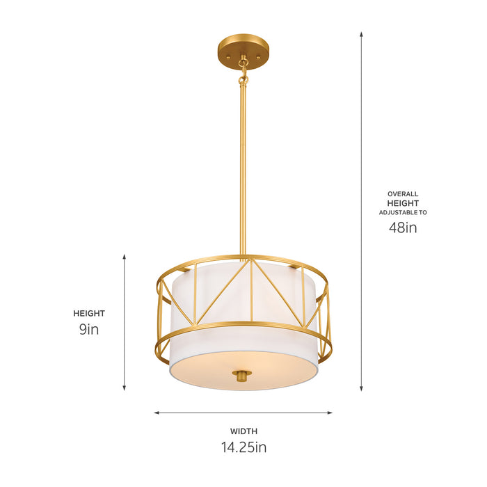 Kichler 52074CLG Three Light Pendant/Semi Flush, Classic Gold