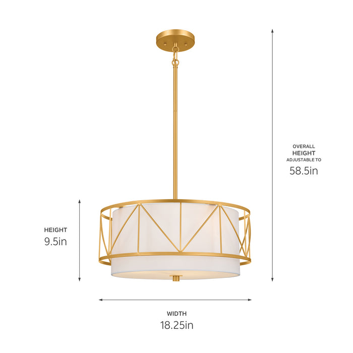 Kichler 52075CLG Three Light Pendant/Semi Flush, Classic Gold