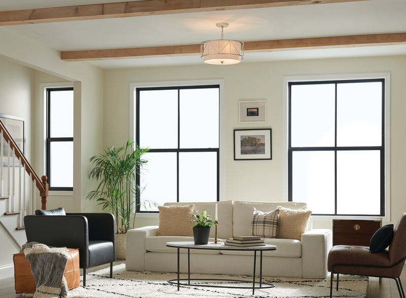 Kichler 52075SN Three Light Pendant/Semi Flush, Satin Nickel