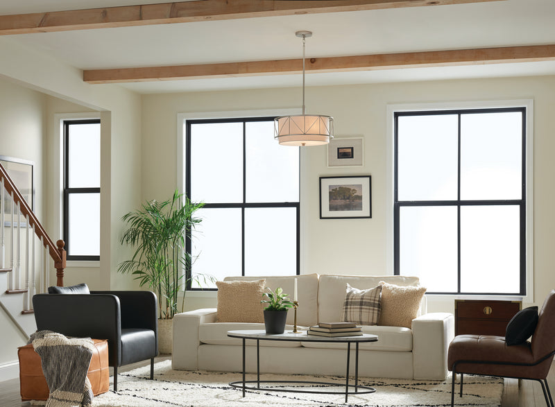 Kichler 52075SN Three Light Pendant/Semi Flush, Satin Nickel