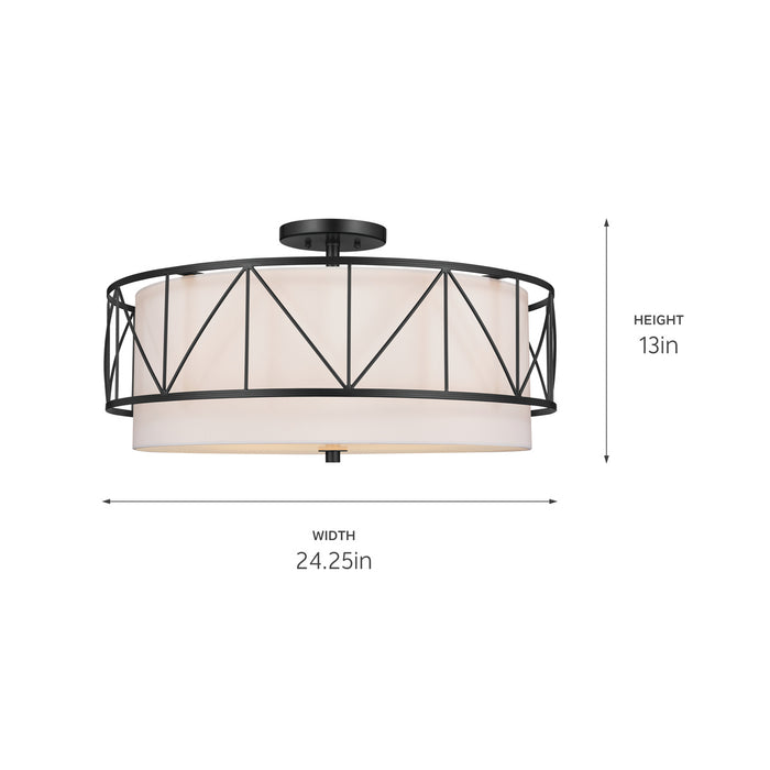 Kichler 52076BK Four Light Semi Flush Mount, Black
