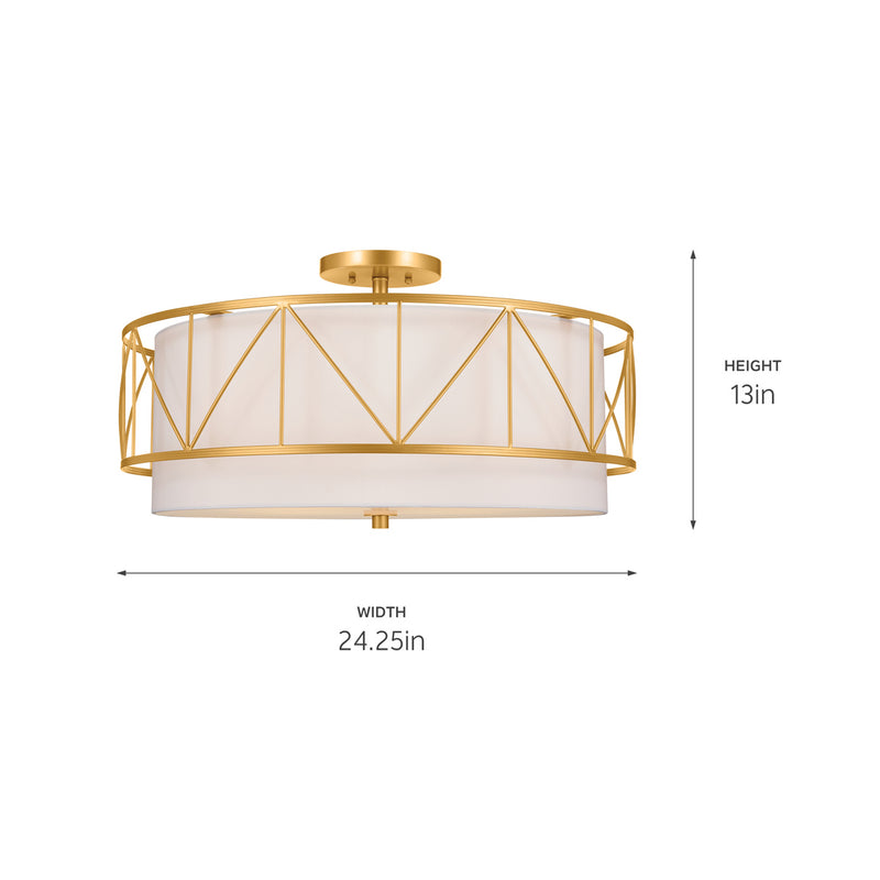 Kichler 52076CLG Four Light Semi Flush Mount, Classic Gold