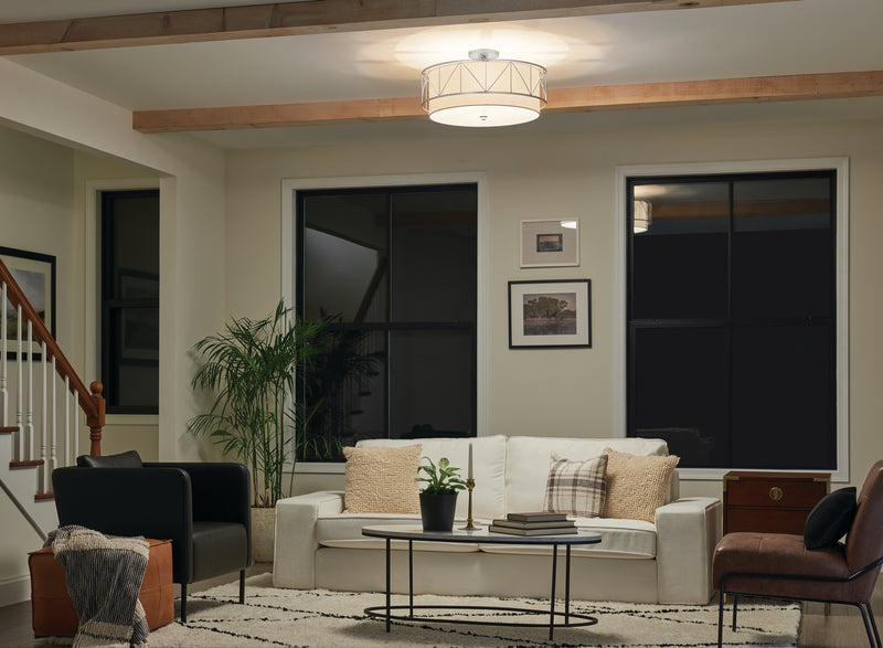 Kichler 52076SN Four Light Semi Flush Mount, Satin Nickel