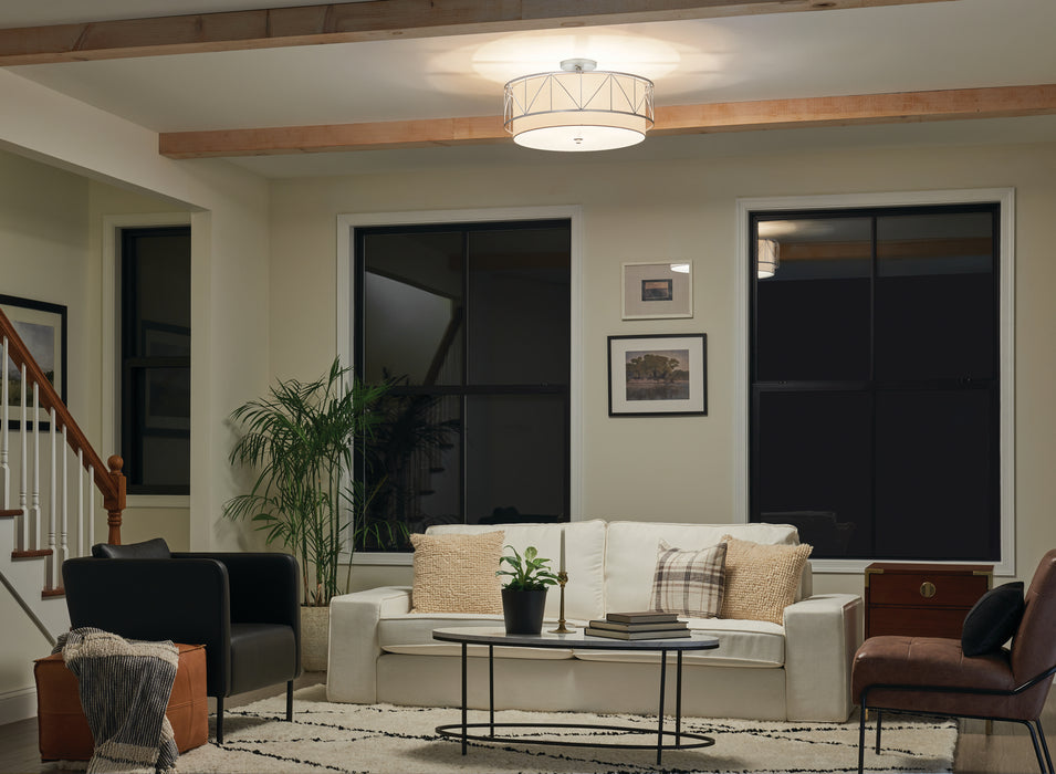 Kichler 52076SN Four Light Semi Flush Mount, Satin Nickel