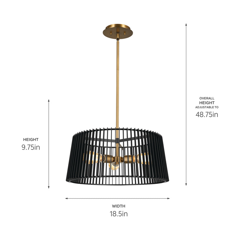 Kichler 44171BK Three Light Pendant, Black